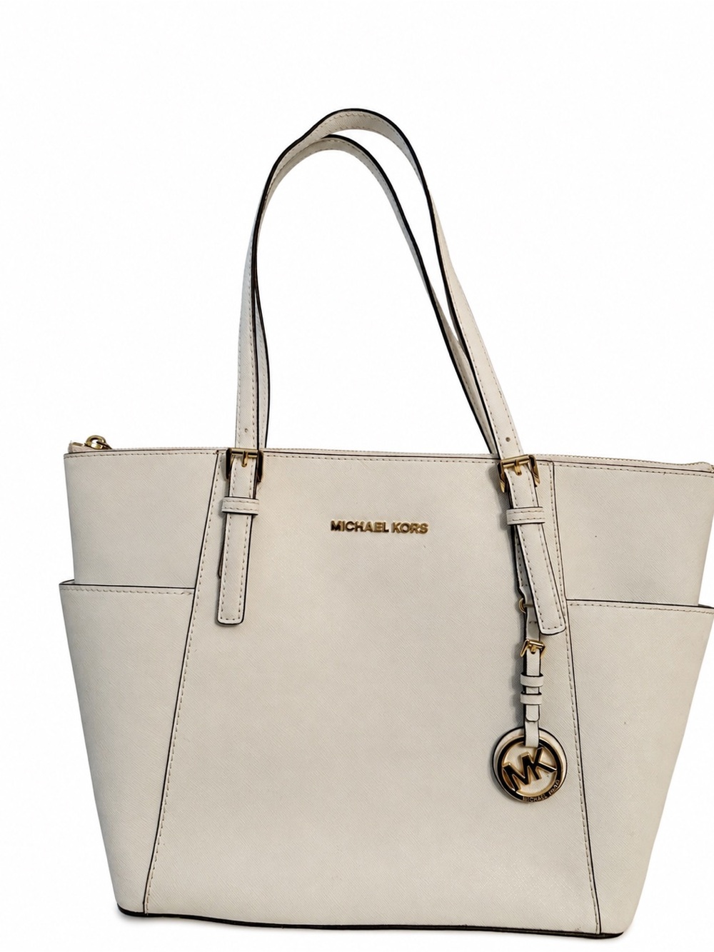 Michael Kors Cream Leather Tote Bag - Michael Kors Jet Set